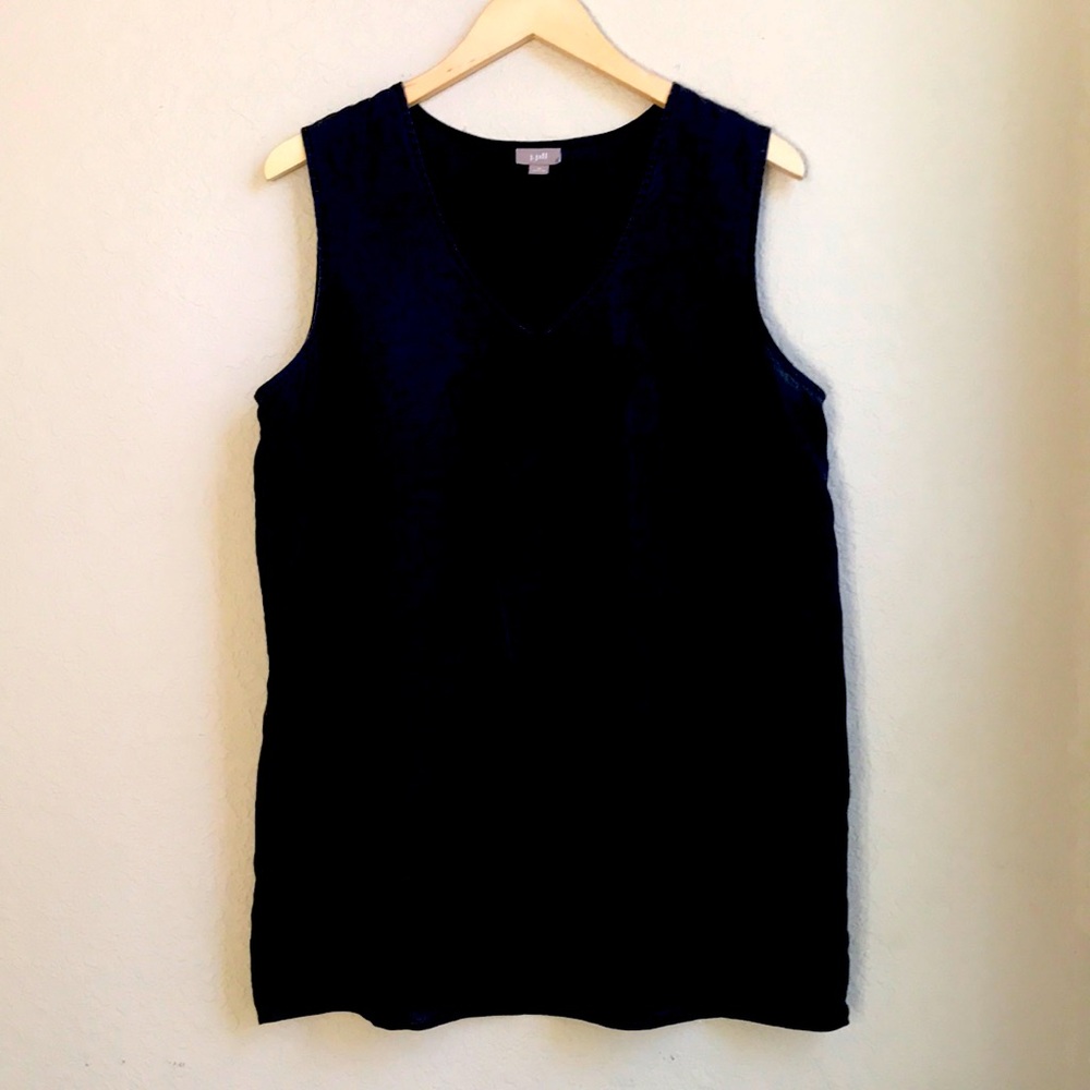 J. Jill Elegant 100% Linen Charcoal Black Sleeveless Top